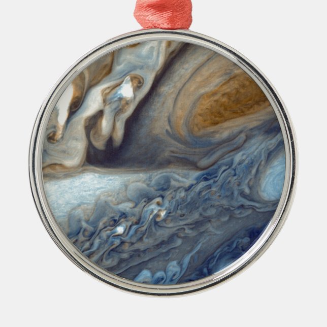 Detail of Jupiter's Atmosphere Great Red Spot Metal Ornament (Front)
