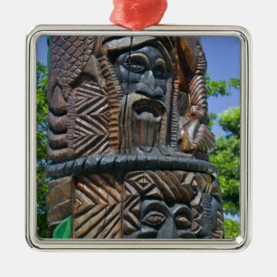 Detail of Kanak totem pole, Noumea, New 2 Metal Ornament