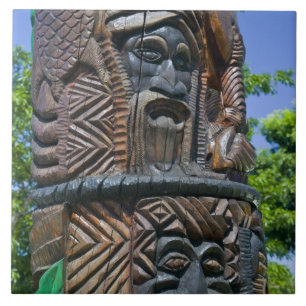 Detail of Kanak totem pole, Noumea, New 2 Tile