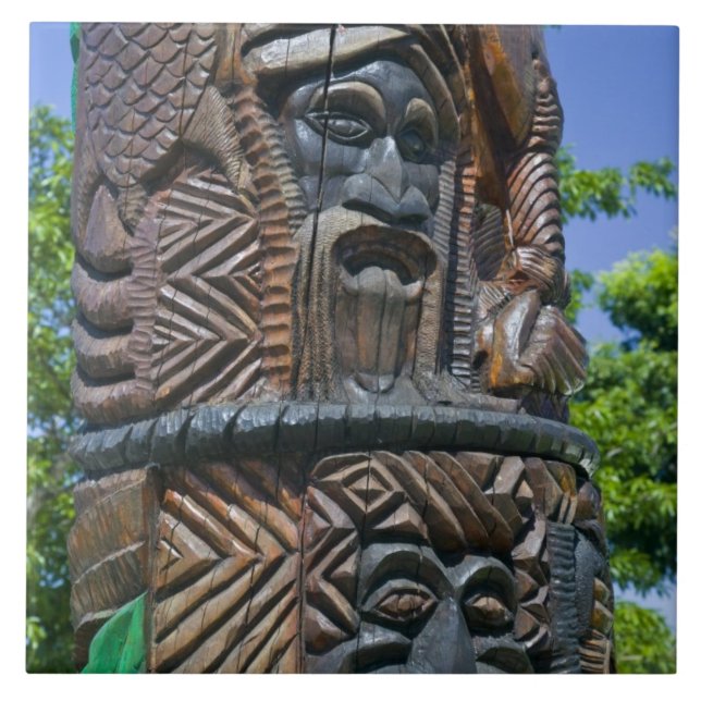 Detail of Kanak totem pole, Noumea, New 2 Tile (Front)