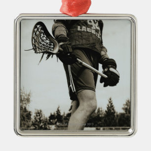 Detail of Lacrosse Athlete Metal Ornament