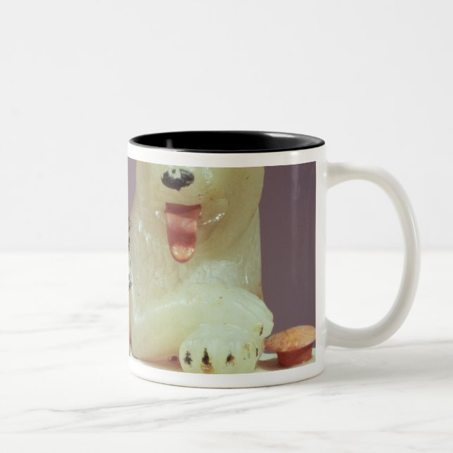 Detail of lid of an unguent jar with a figure Two-Tone coffee mug (Right)