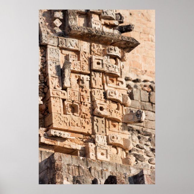 Detail Of Magician Pyramid, Yucatan, Mexico Poster (Front)