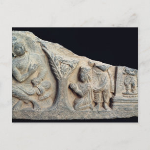 Detail of relief frieze depicting a seated postcard