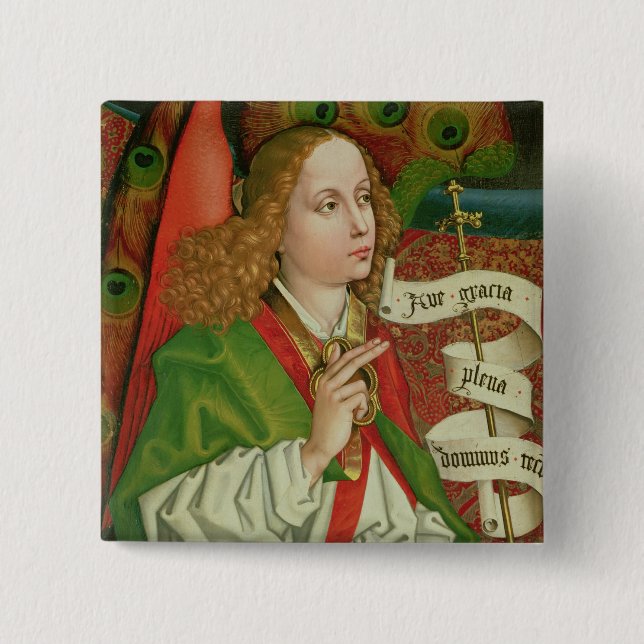 Detail of the Archangel Gabriel 2 Inch Square Button (Front)