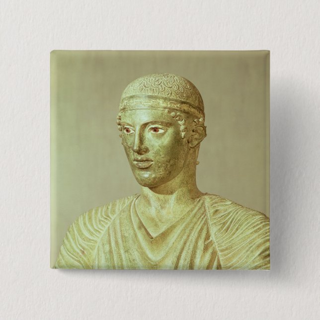 Detail of the Delphi Charioteer, c.470 BC 2 Inch Square Button (Front)