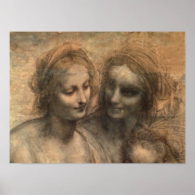 Detail of the Heads of the Virgin and St. Anne Poster (Front)