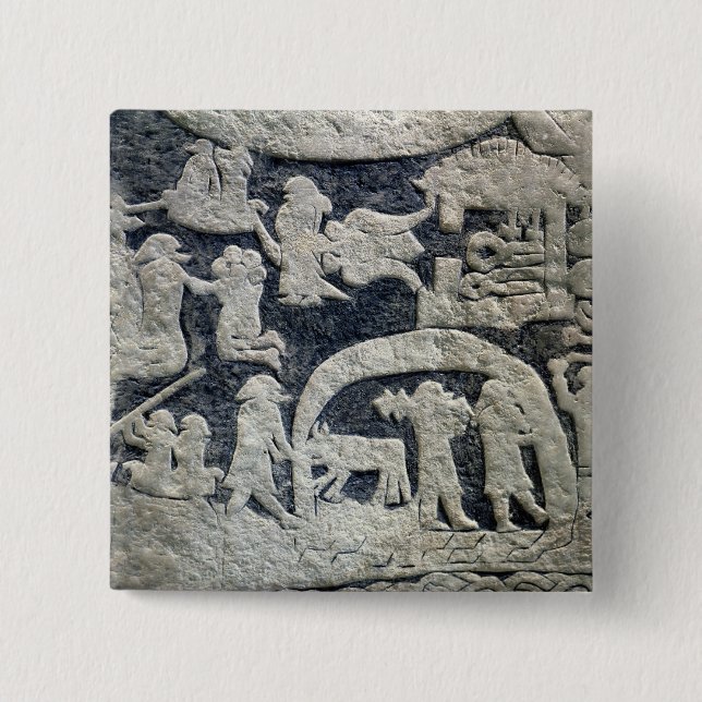 Detail of the legend of Valhalla 2 Inch Square Button (Front)