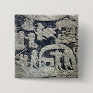 Detail of the legend of Valhalla 2 Inch Square Button