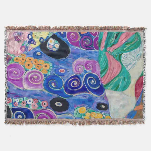 Detail of The Maiden by Gustav Klimt Throw Blanket (Front)