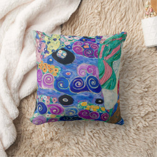 Detail of The Maiden by Gustav Klimt Throw Pillow