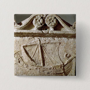 Detail of the Ship Sarcophagus, from Sidon 2 Inch Square Button