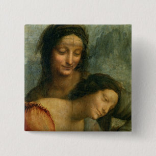 Detail of the Virgin and St. Anne from The Virgin 2 Inch Square Button