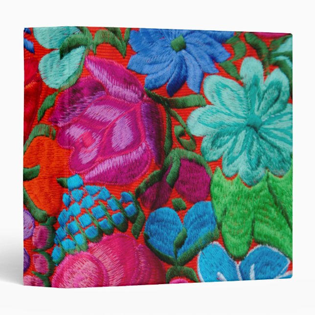 Detail of traditional embroidery floral textile binder (Front/Spine)