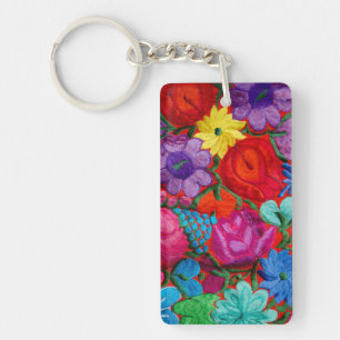 Detail of traditional embroidery floral textile keychain