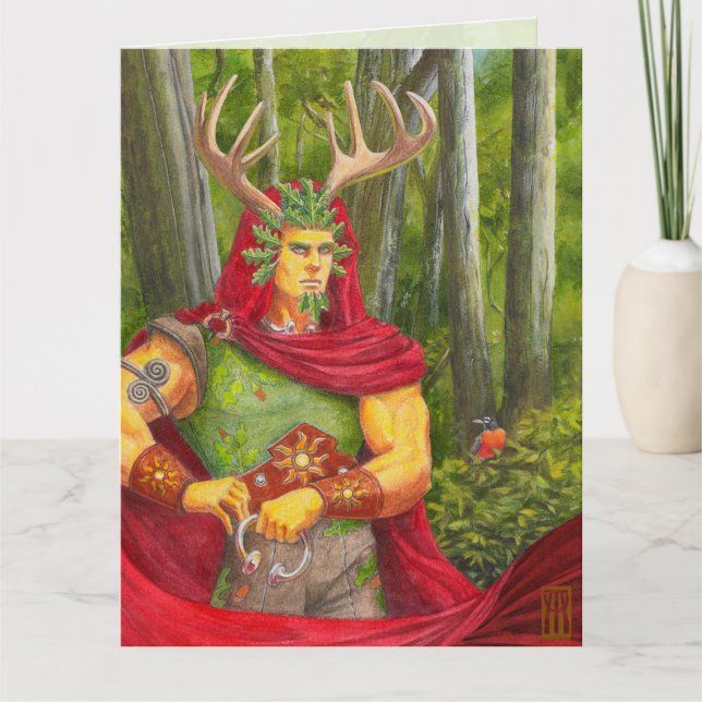 Detail portrait of the Celtic Oak King Card (Front)