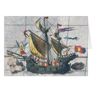Détail vintage Carte Ortelius Magellan Ship Victor