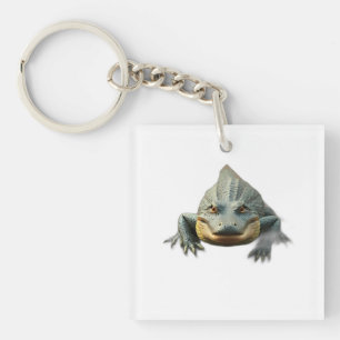Detailed Alligator Illustration with Red Eyes Keychain