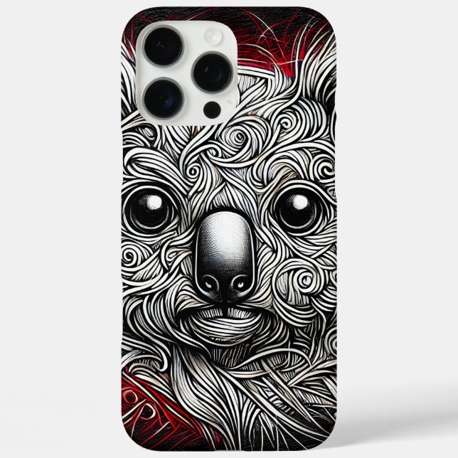 Detailed Artistic Depiction of a Koala Bear Face Case-Mate iPhone Case (Back)