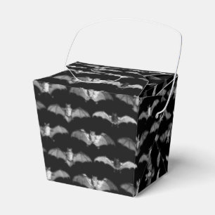 Detailed Bats Species Illustrations Pattern Black Favor Box