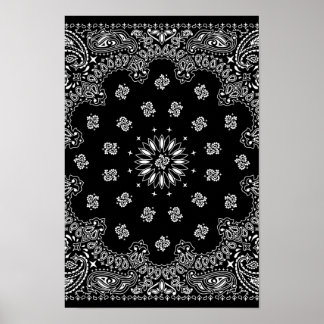 Detailed Black Bandana Pattern Poster
