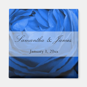 Detailed Blue Rose Personal Wedding Magnet