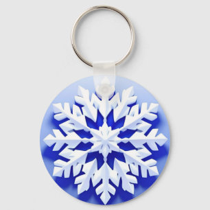 Detailed Blue Snowflake Keychain