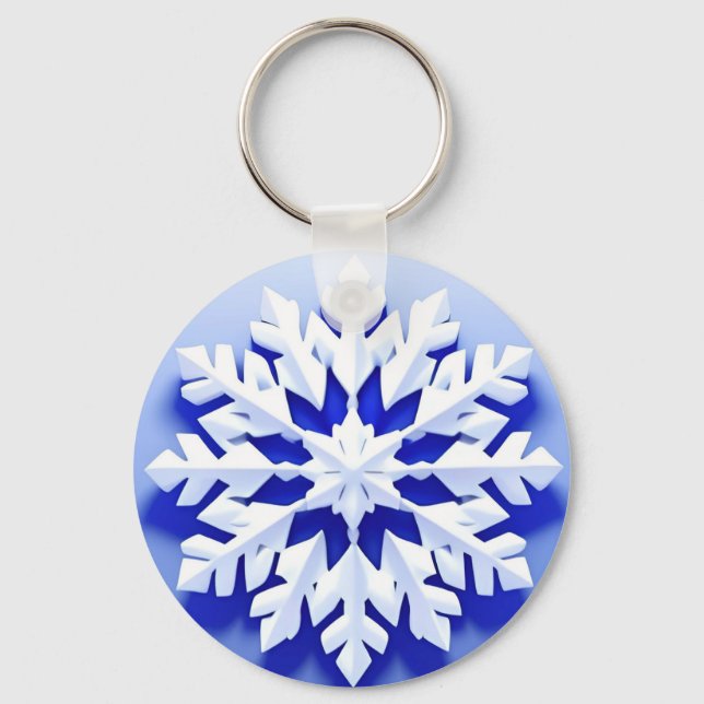 Detailed Blue Snowflake Keychain (Front)