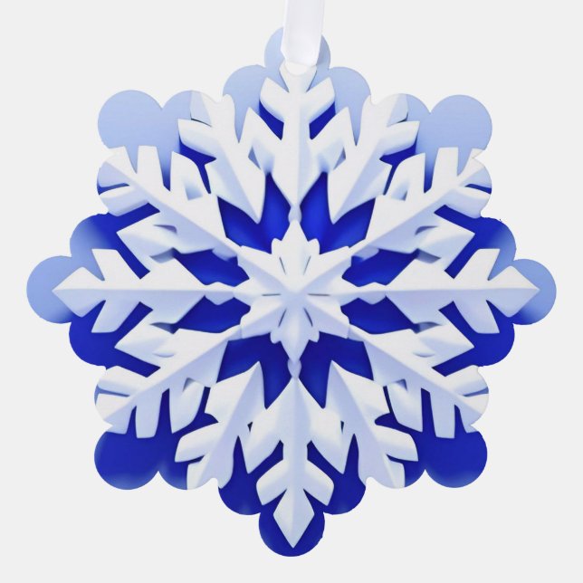 Detailed Blue Snowflake Ornament Card (Front)