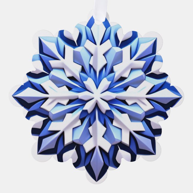 Detailed Blue Snowflake Ornament Card (Front)