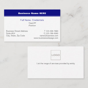 Detailed Business and Corporate Navy Blue, White Card