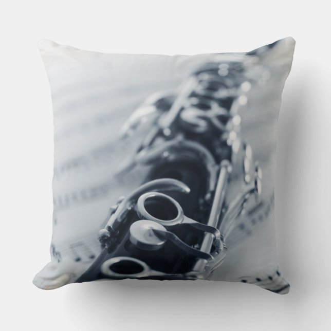 Detailed Clarinet Throw Pillow (Front)