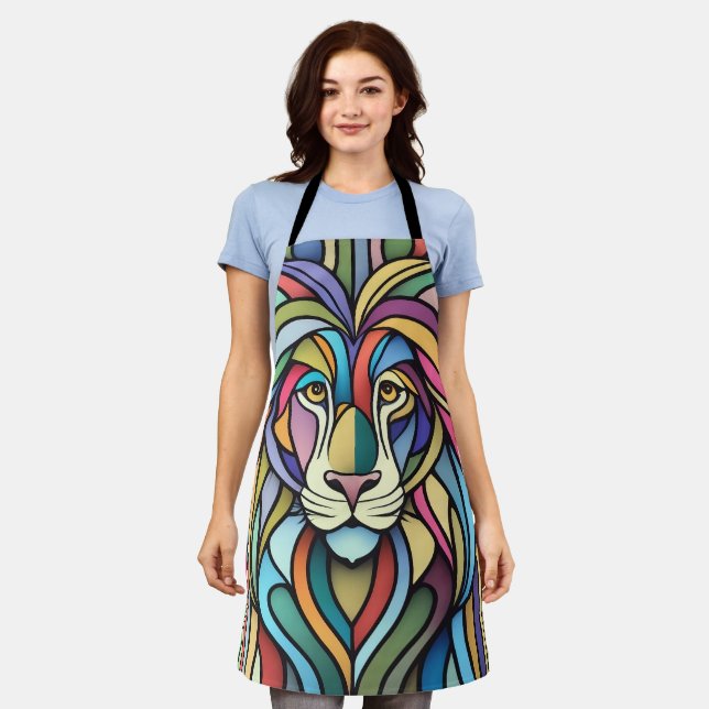 Detailed Colourful Lion Head Apron (Worn)