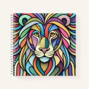 Detailed Colourful Lion Head Notebook