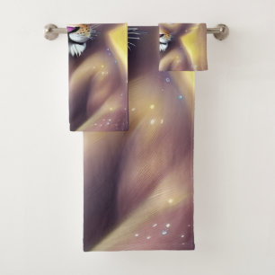Detailed Fantasy Cute Kawaii baby lion cub  Bath Towel Set