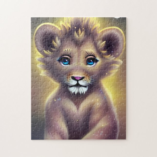 Detailed Fantasy Cute Kawaii baby lion cub  Jigsaw Puzzle (Vertical)