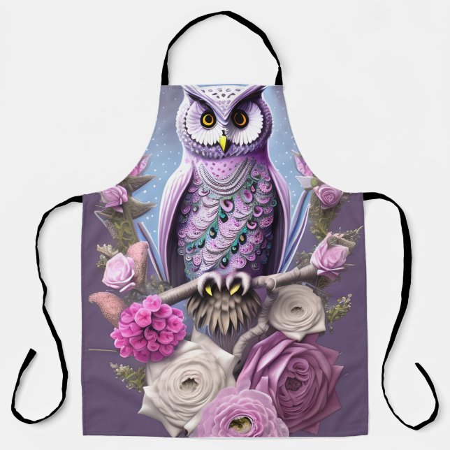 Detailed Fantasy Owl on a bed of Thorns  Apron (Front)