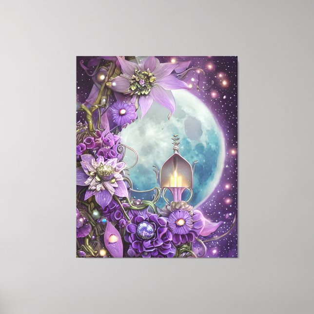 Detailed Fantasy Purple Moon Flower  Canvas Print (Front)