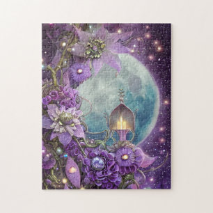 Detailed Fantasy Purple Moon Flower Jigsaw Puzzle
