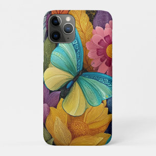 Detailed Floral and Butterfly Illustration iPhone 11 Pro Case