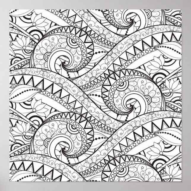 Detailed Floral Pattern Doodle 2 Poster (Front)