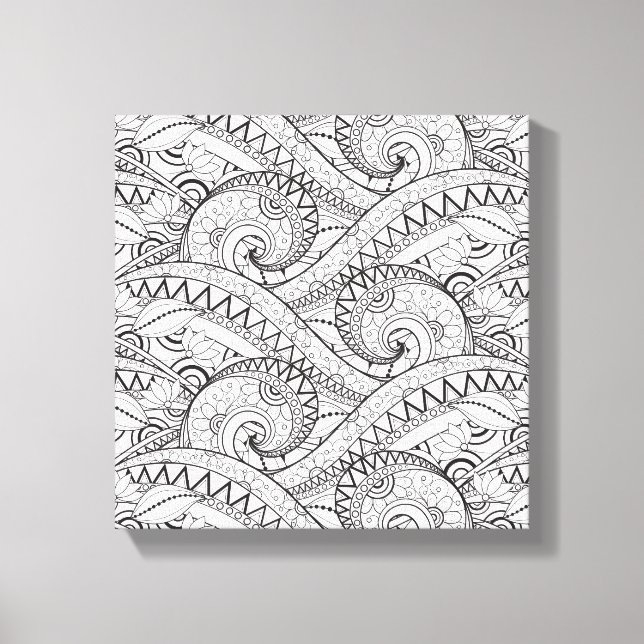 Detailed Floral Pattern Doodle 6 Canvas Print (Front)