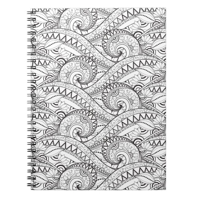 Detailed Floral Pattern Doodle Notebook (Front)