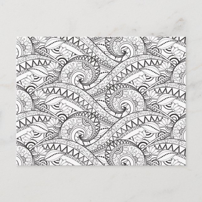Detailed Floral Pattern Doodle Postcard (Front)