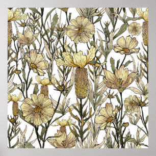 Detailed Floral Pattern Poster