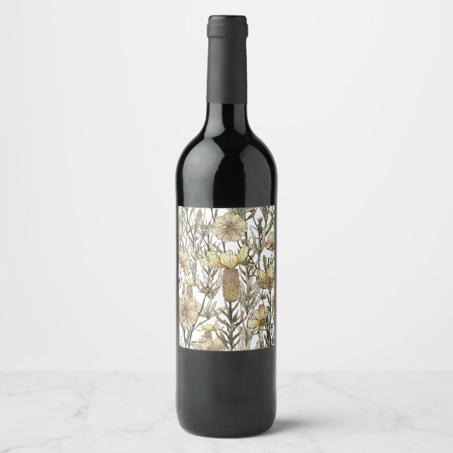 Detailed Floral Pattern Wine Label (Front)