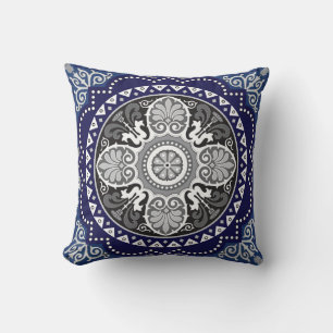 Detailed Floral Scarf Paisley Design Throw Pillow