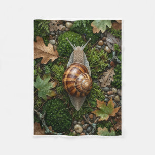 Detailed Forest Snail On Mossy Ground Fleece Blank Blanket