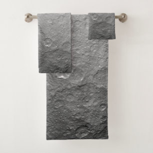 Detailed Full Moon Photo   High-Res Lunar Surface Bath Towel Set
