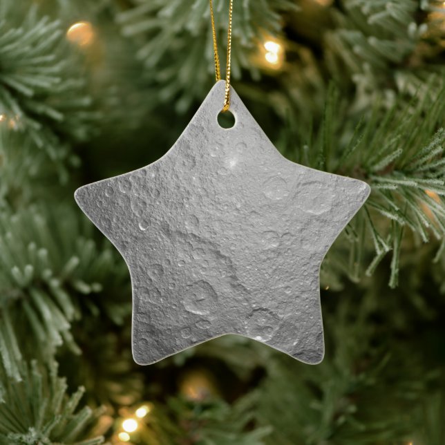 Detailed Full Moon Photo | High-Res Lunar Surface Ceramic Ornament (Tree)